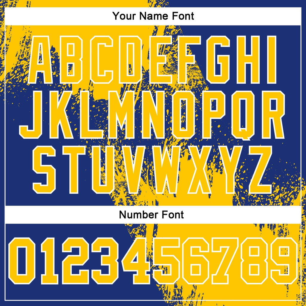 Custom Stitched Royal Yellow-White 3D Pattern Design Abstract Brush Stroke Sports Pullover Sweatshirt Hoodie photo 3