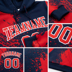 Custom Stitched Navy Fire Red-White 3D Pattern Design Abstract Brush Stroke Sports Pullover Sweatshirt Hoodie detail