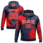 Custom Stitched Navy Fire Red-White 3D Pattern Design Abstract Brush Stroke Sports Pullover Sweatshirt Hoodie photo 1