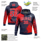 Custom Stitched Navy Fire Red-White 3D Pattern Design Abstract Brush Stroke Sports Pullover Sweatshirt Hoodie photo 2