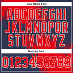 Custom Stitched Navy Fire Red-White 3D Pattern Design Abstract Brush Stroke Sports Pullover Sweatshirt Hoodie photo 4