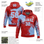 Custom Stitched Red Light Blue-White 3D Pattern Design Abstract Brush Stroke Sports Pullover Sweatshirt Hoodie photo 2