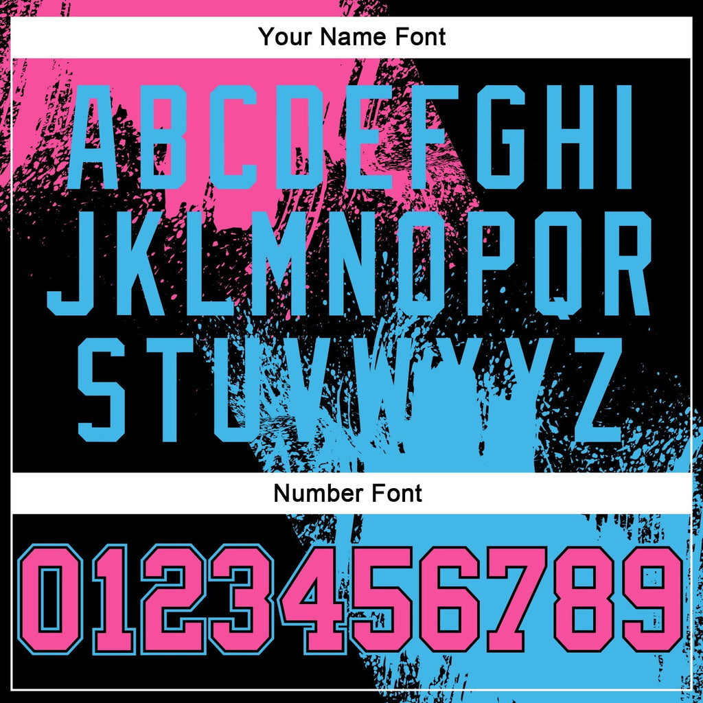 Custom Stitched Black Pink-Sky Blue 3D Pattern Design Abstract Brush Stroke Sports Pullover Sweatshirt Hoodie photo 4
