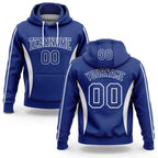 Custom Stitched Royal White 3D Pattern Design Color Blocking Stripe Sports Pullover Sweatshirt Hoodie