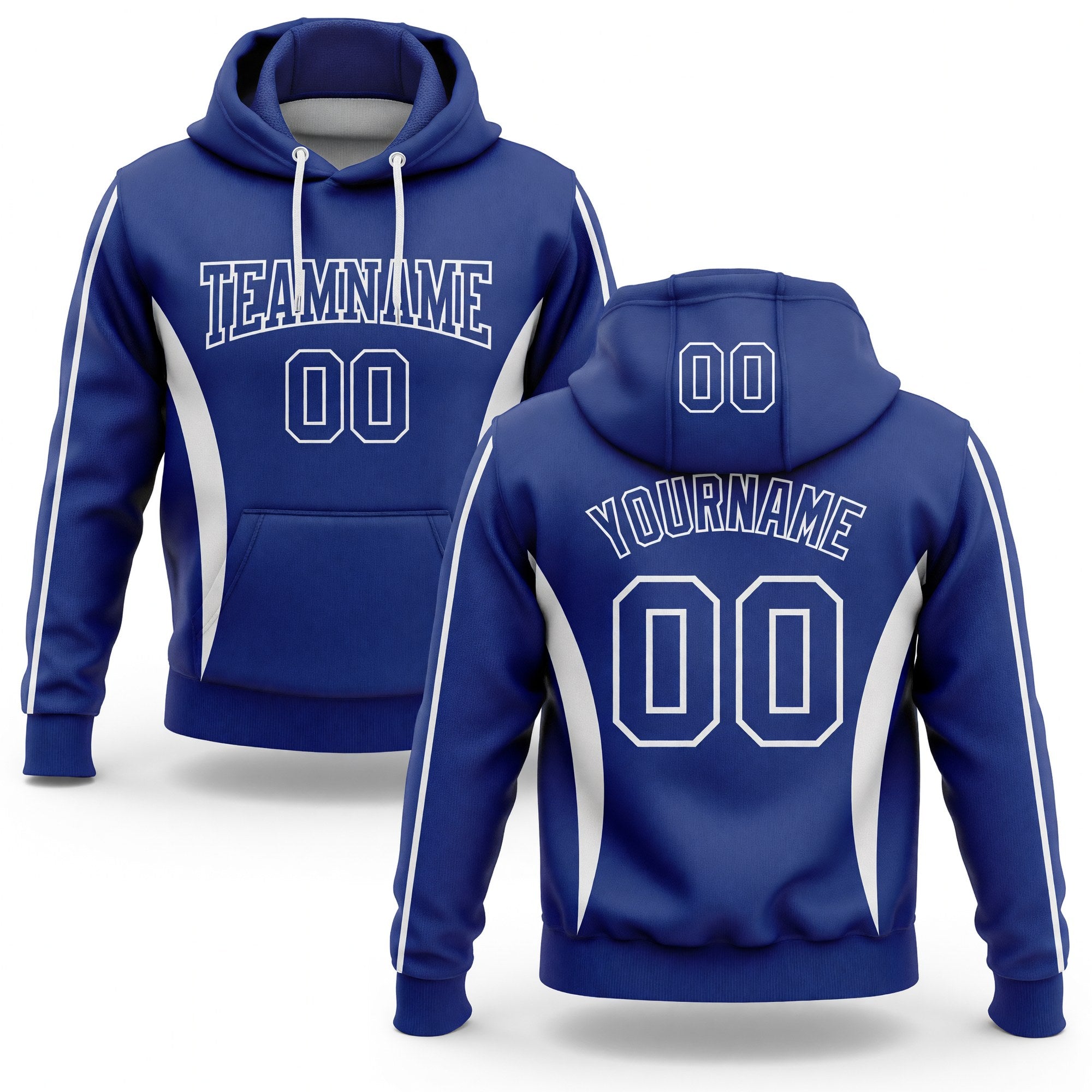 Custom Stitched Royal White 3D Pattern Design Color Blocking Stripe Sports Pullover Sweatshirt Hoodie