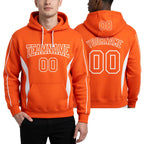 Custom Stitched Orange White 3D Pattern Design Color Blocking Stripe Sports Pullover Sweatshirt Hoodie worn front and back