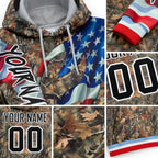 Custom Camo Black-White 3D American Flag Hunting Sports Pullover Sweatshirt Hoodie detail