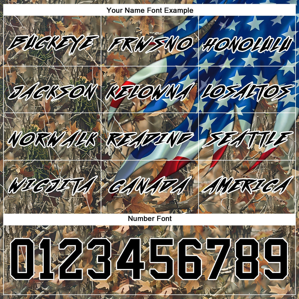Custom Camo Black-White 3D American Flag Hunting Sports Pullover Sweatshirt Hoodie photo 3