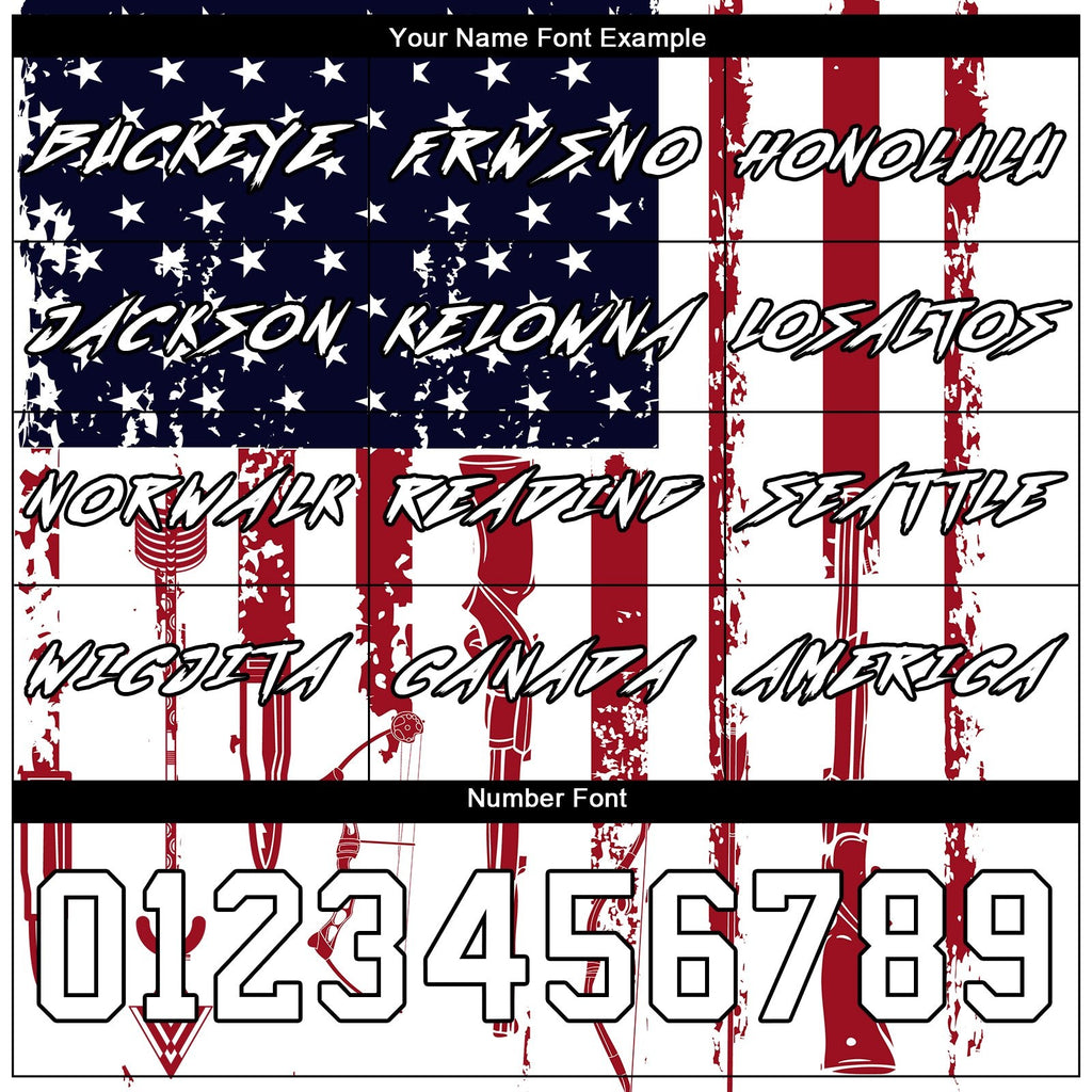 Custom Navy Red-Black 3D American Flag And Hunting Tools Sports Pullover Sweatshirt Hoodie photo 3