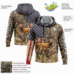 Custom Camo Black-White 3D American Flag And Deer Hunting Sports Pullover Sweatshirt Hoodie photo 3