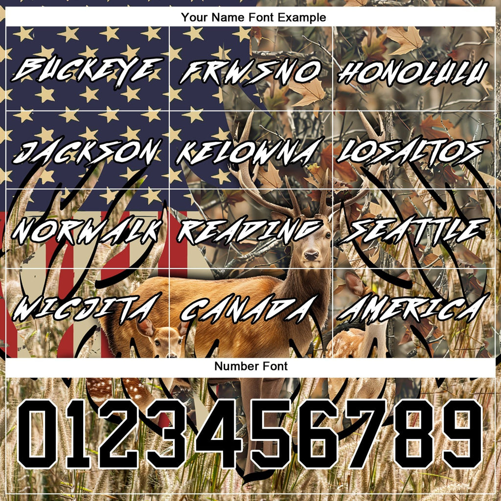 Custom Camo Black-White 3D American Flag And Deer Hunting Sports Pullover Sweatshirt Hoodie photo 4
