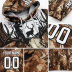 Custom Camo White-Black 3D Gun Hunter Deer Hunting Sports Pullover Sweatshirt Hoodie detail