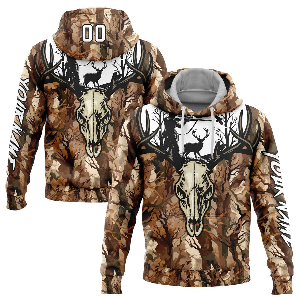 Custom Camo White-Black 3D Gun Hunter Deer Hunting Sports Pullover Sweatshirt Hoodie photo 1