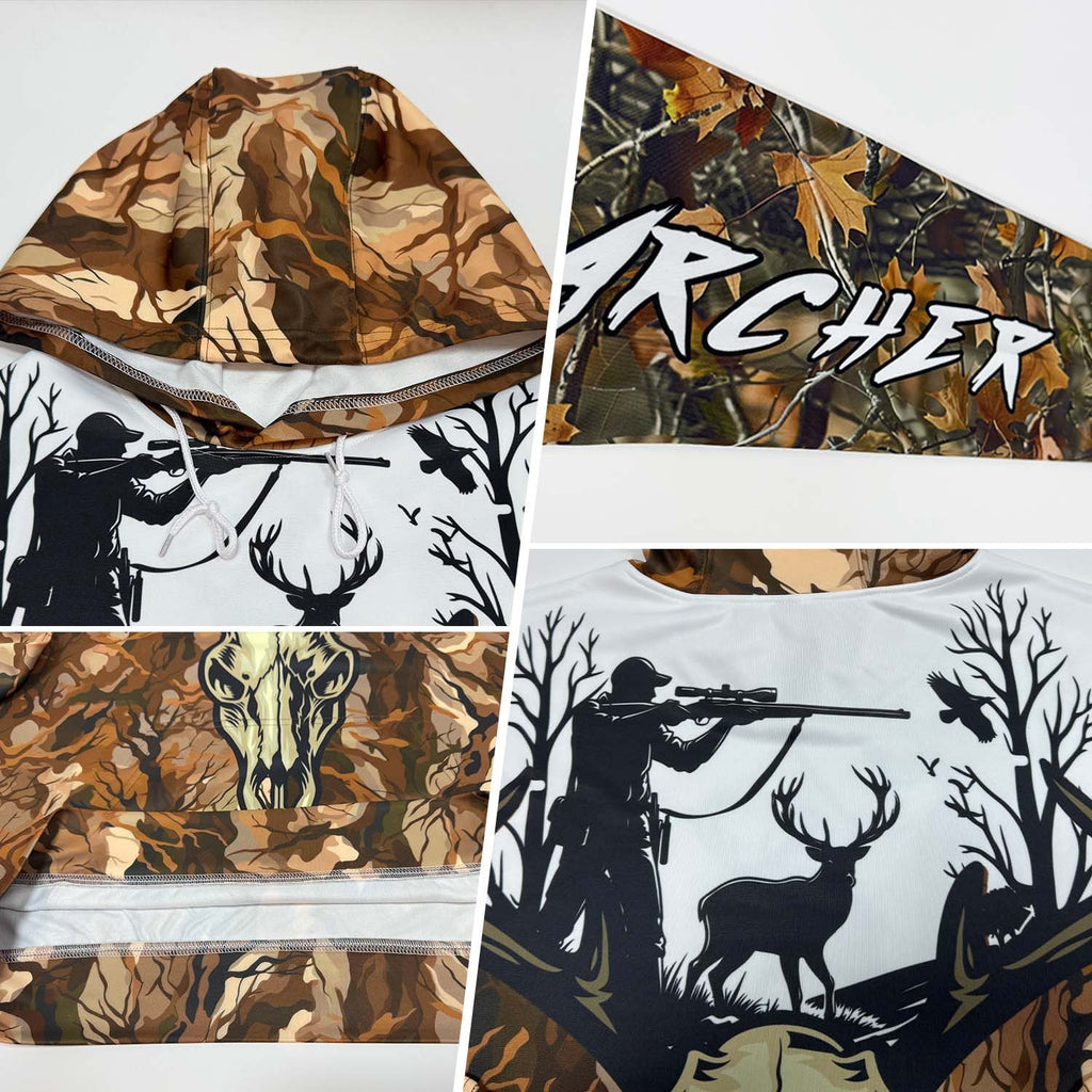 Custom Camo White-Black 3D Gun Hunter Deer Hunting Sports Pullover Sweatshirt Hoodie photo 2
