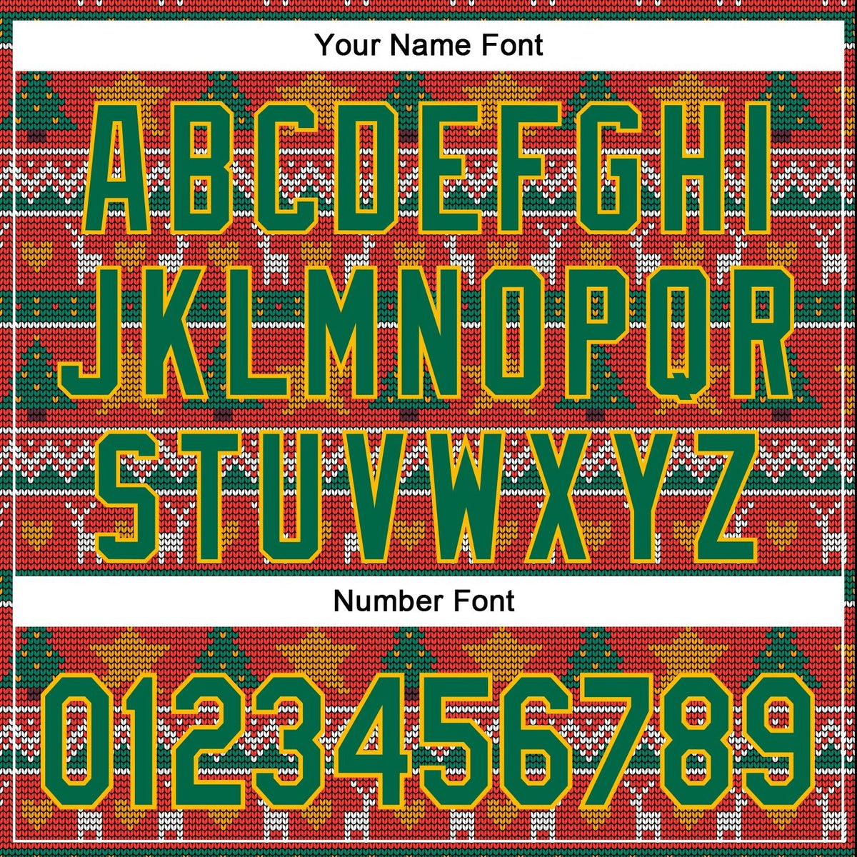 Custom Stitched Red Kelly Green-Gold 3D Christmas Sports Pullover Sweatshirt Hoodie photo 3