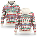 Custom Stitched Cream Red-White 3D Christmas Sports Pullover Sweatshirt Hoodie