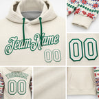 Custom Stitched Cream Red-White 3D Christmas Sports Pullover Sweatshirt Hoodie detail