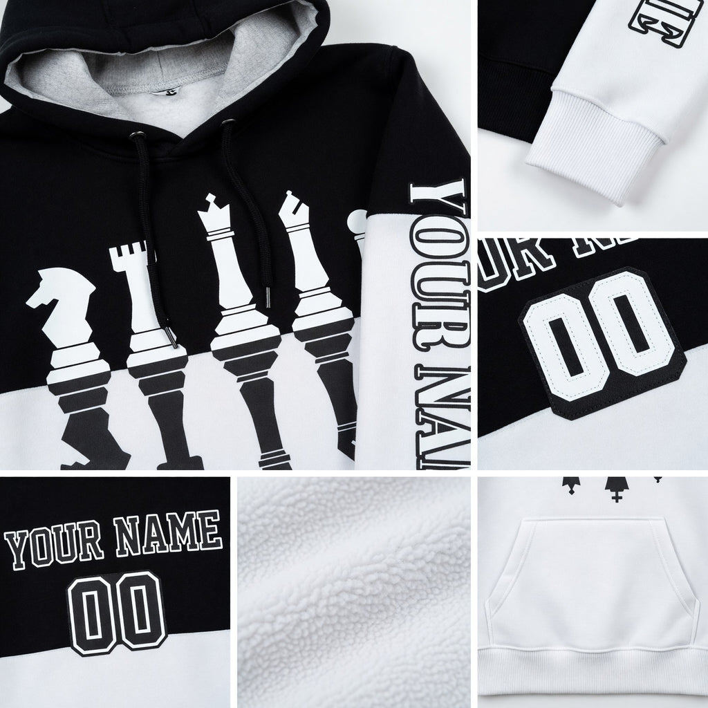Custom Black White 3D Chess International Chess Day Sports Pullover Sweatshirt Hoodie detail