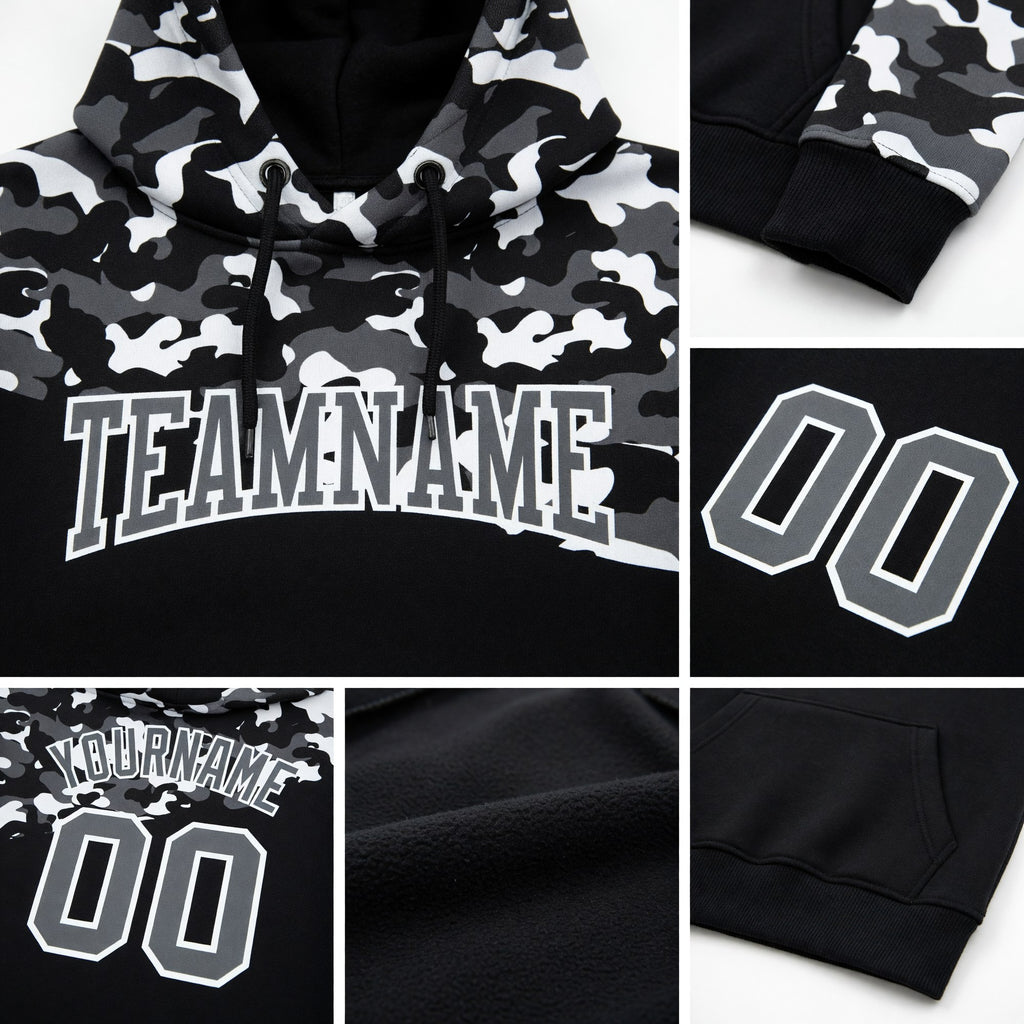 Custom Stitched Camo Steel Gray-Black 3D Sports Pullover Sweatshirt Salute To Service Hoodie detail