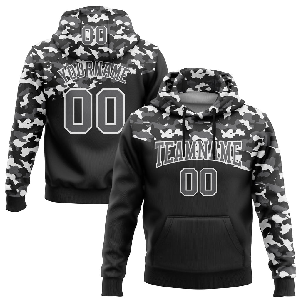 Custom Stitched Camo Steel Gray-Black 3D Sports Pullover Sweatshirt Salute To Service Hoodie photo 1