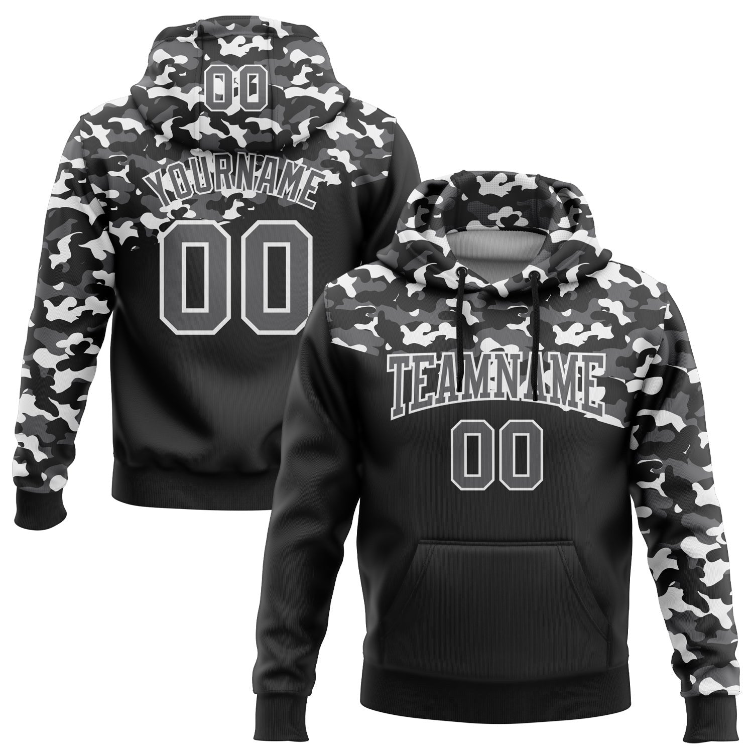 Custom Stitched Camo Steel Gray-Black 3D Sports Pullover Sweatshirt Salute To Service Hoodie photo 1