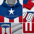 Custom Red Royal-Black 3D Puerto Rico Puerto Rican Flag Sports Pullover Sweatshirt Hoodie detail