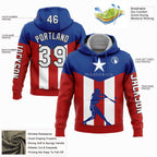 Custom Red Royal-Black 3D Puerto Rico Puerto Rican Flag Sports Pullover Sweatshirt Hoodie photo 2