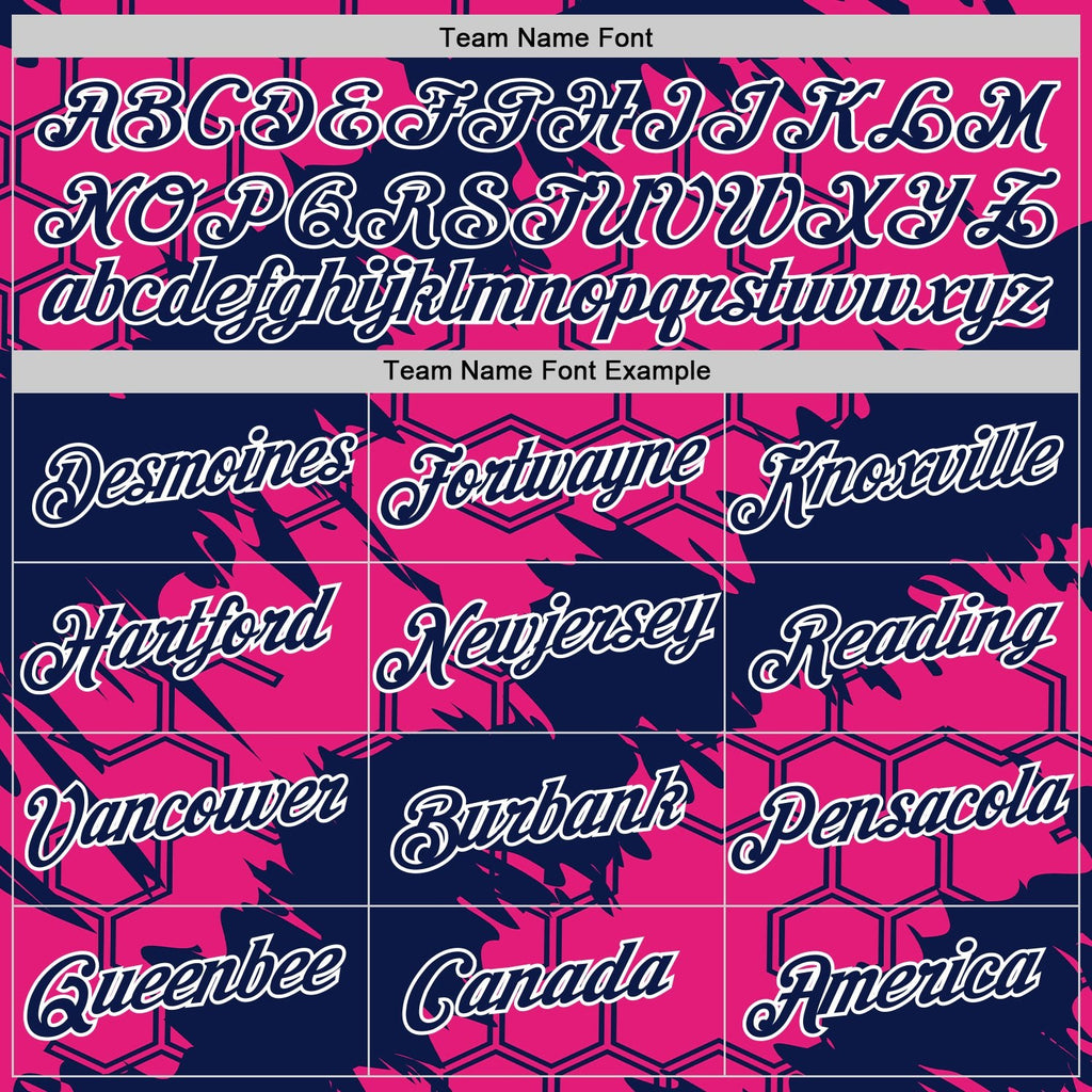 Custom Hot Pink Navy-White 3D Esports Performance T-Shirt photo 2
