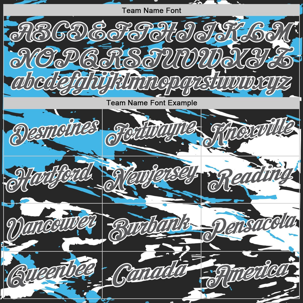 Custom Black Steel Gray-Sky Blue 3D Esports Performance T-Shirt photo 2