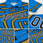 Custom Powder Blue Black-Gold 3D Esports Performance T-Shirt detail