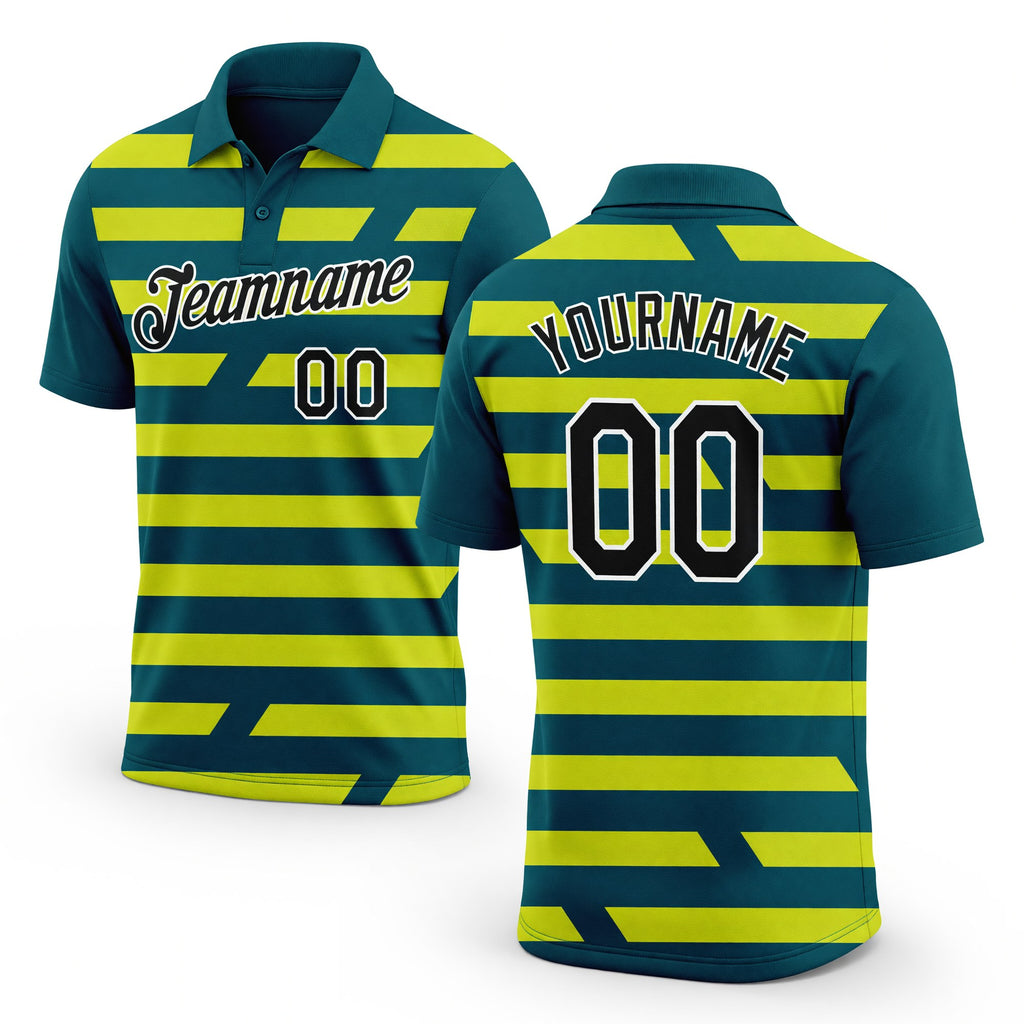 Custom Midnight Green Black-Neon Yellow 3D Esports Performance T-Shirt