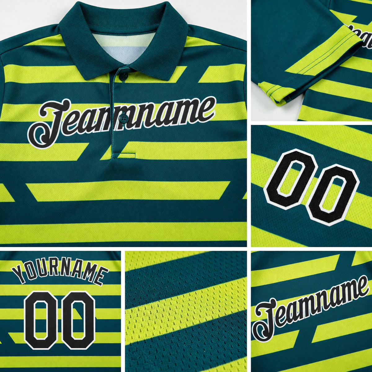 Custom Midnight Green Black-Neon Yellow 3D Esports Performance T-Shirt detail