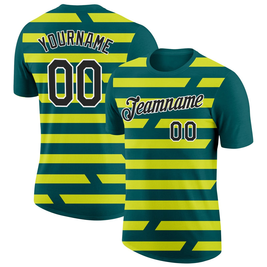 Custom Midnight Green Black-Neon Yellow 3D Esports Performance T-Shirt photo 1