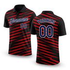 Custom Black Navy-Fire Red 3D Esports Performance T-Shirt