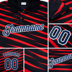 Custom Black Navy-Fire Red 3D Esports Performance T-Shirt detail