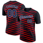 Custom Black Navy-Fire Red 3D Esports Performance T-Shirt photo 1