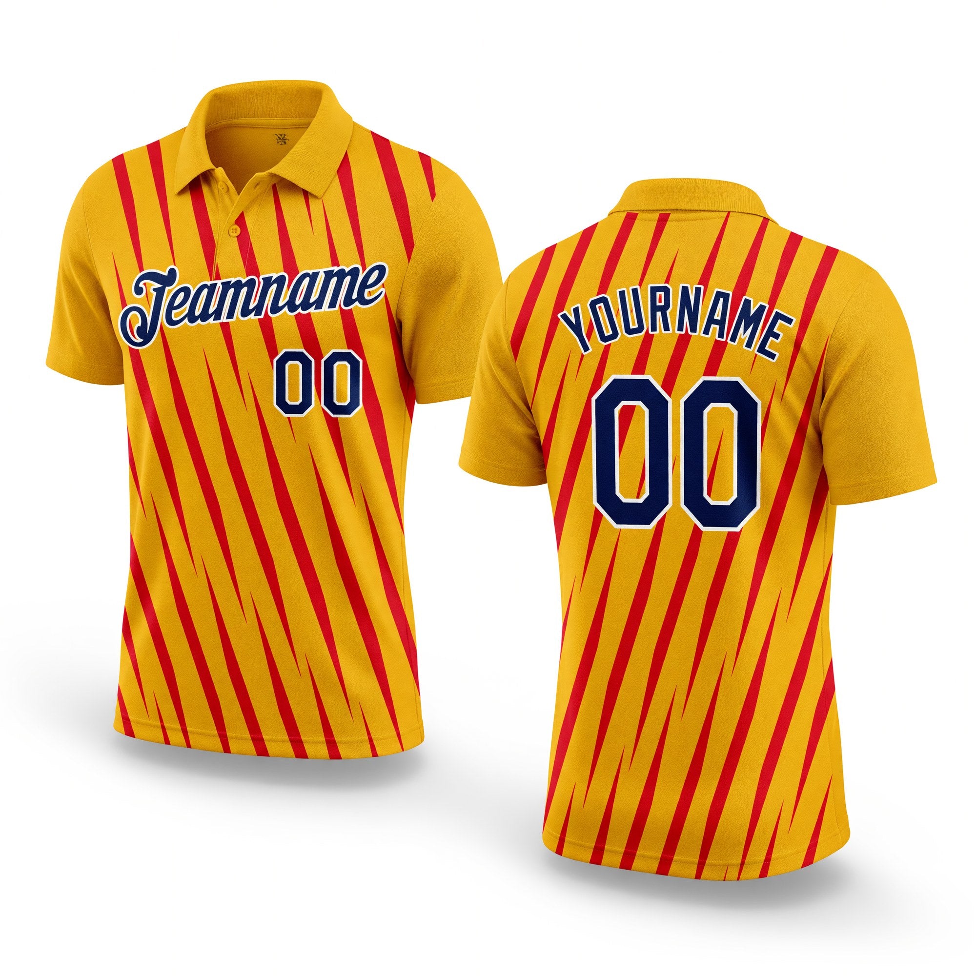 Custom Gold Navy-Fire Red 3D Esports Performance T-Shirt