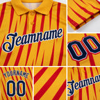 Custom Gold Navy-Fire Red 3D Esports Performance T-Shirt detail