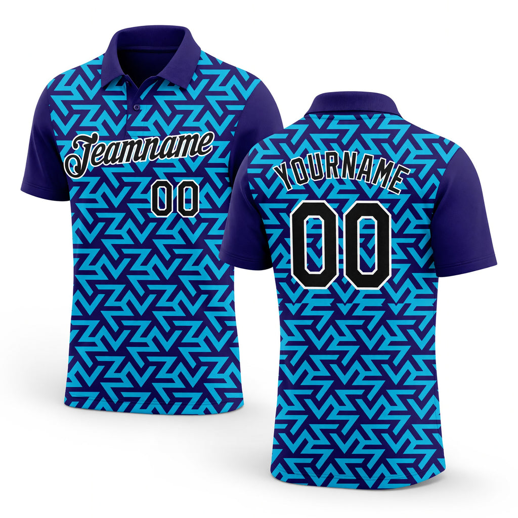 Custom Dark Purple Black-Lakes Blue 3D Esports Performance T-Shirt