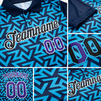 Custom Dark Purple Black-Lakes Blue 3D Esports Performance T-Shirt detail
