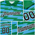 Custom Grass Green Black-Sky Blue 3D Esports Performance T-Shirt detail