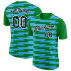 Custom Grass Green Black-Sky Blue 3D Esports Performance T-Shirt photo 1