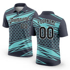 Custom Steel Gray Black-Ice Blue 3D Esports Performance T-Shirt