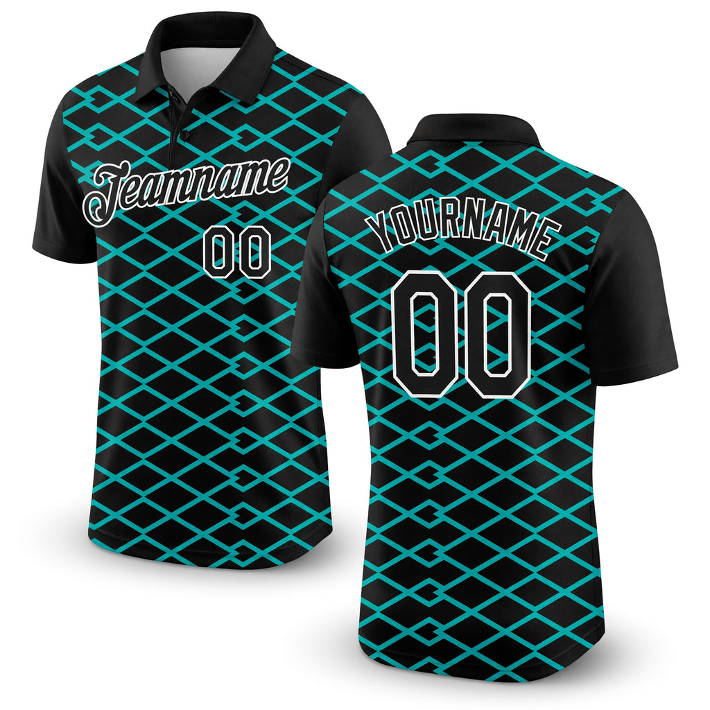 Custom Black Aqua-White 3D Esports Performance T-Shirt