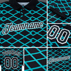 Custom Black Aqua-White 3D Esports Performance T-Shirt detail