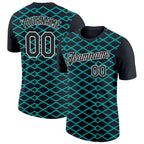 Custom Black Aqua-White 3D Esports Performance T-Shirt photo 1