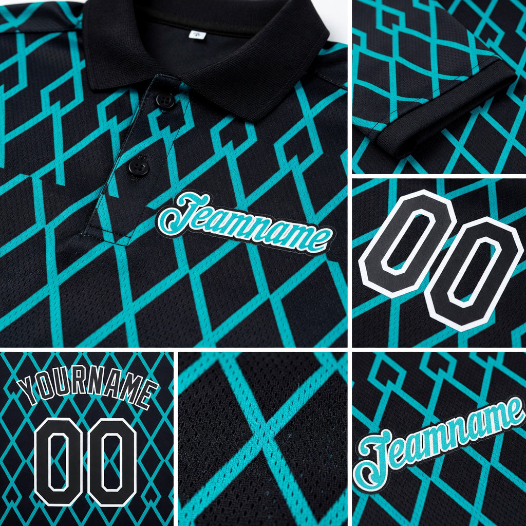 Custom Black Aqua-White 3D Esports Performance T-Shirt detail