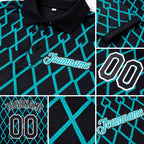 Custom Black Aqua-White 3D Esports Performance T-Shirt detail