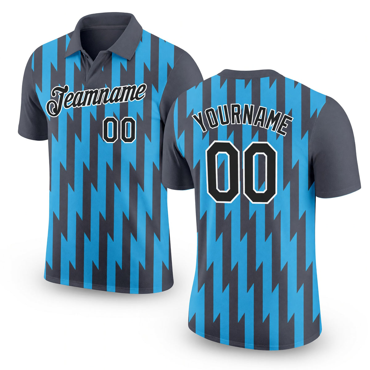 Custom Steel Gray Black-Sky Blue 3D Esports Performance T-Shirt