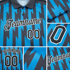 Custom Steel Gray Black-Sky Blue 3D Esports Performance T-Shirt detail